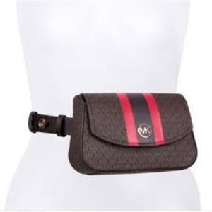 Michael Kors Brown and Red Stripe Belt Bag